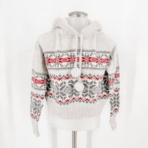 Elegant Gray and Red Women's Sweater